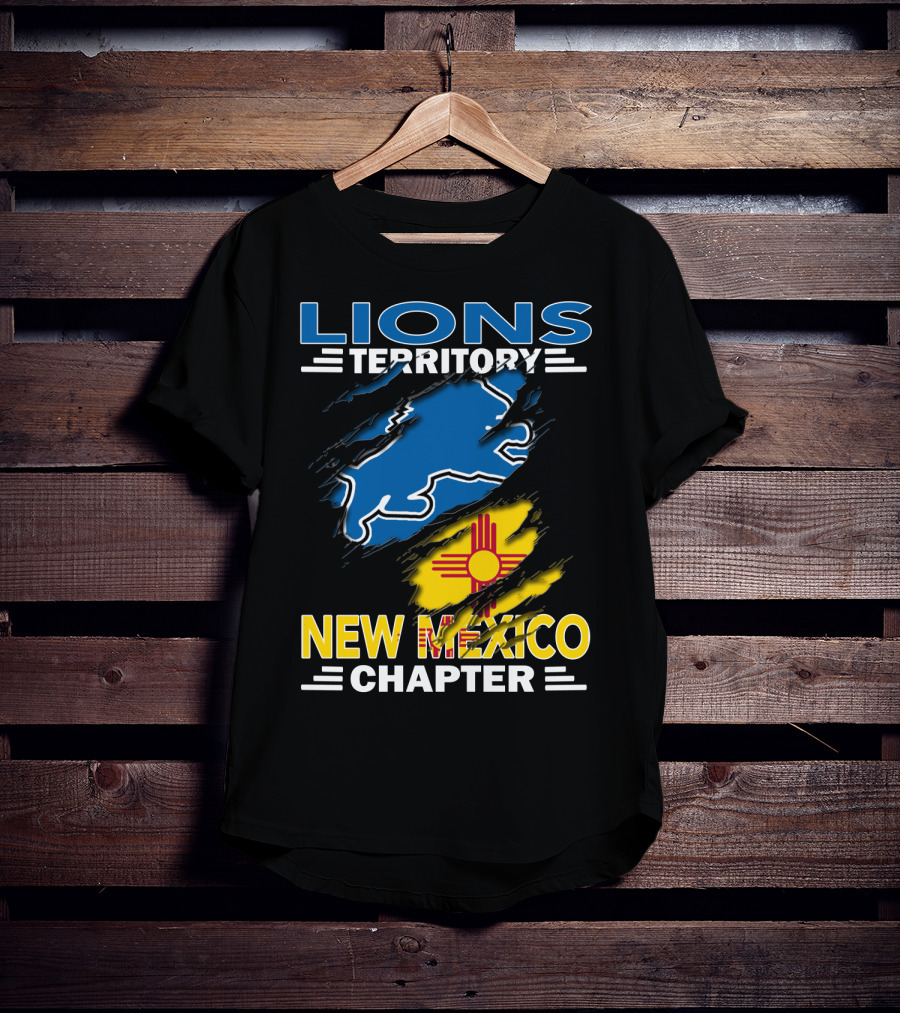 Lions Territory New Mexico Chapter Zia Symbol Blue Lion T-Shirt