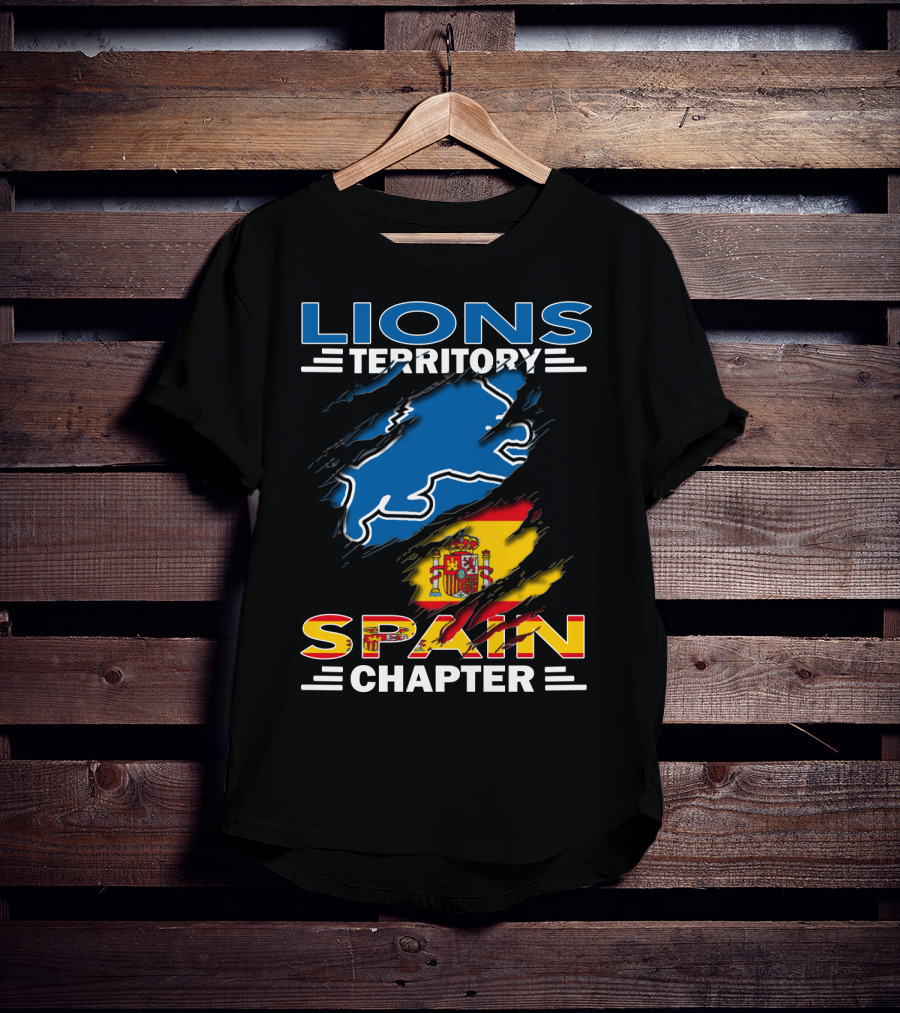 Lions Territory Spain Chapter Blue Lion Spanish Flag T-Shirt