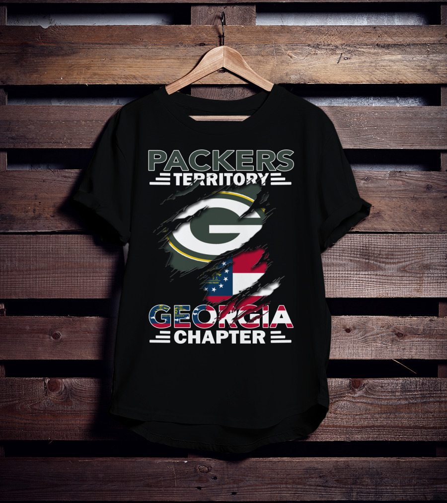 Packers Territory Georgia Chapter Green Bay Football Logo And Georgia Flag Integration T-Shirt
