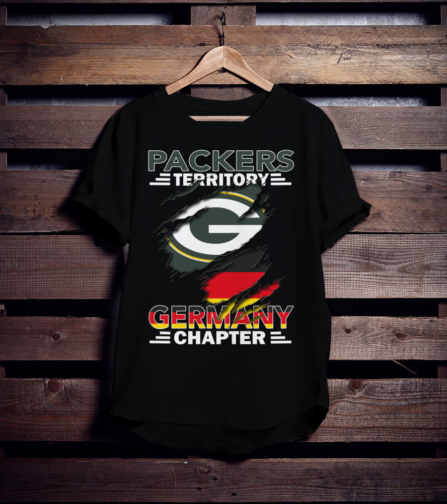 Packers Territory Germany Chapter Green Bay Logo With German Flag T-Shirt