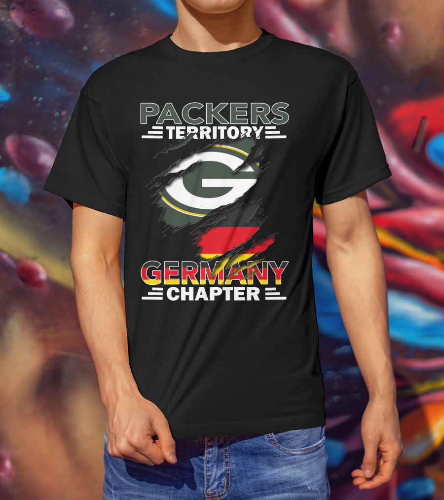 Packers Territory Germany Chapter Green Bay Logo With German Flag T-Shirt