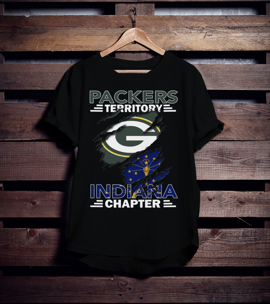 Packers Territory Indiana Chapter Green Bay Packers Logo With Indiana State Flag T-Shirt