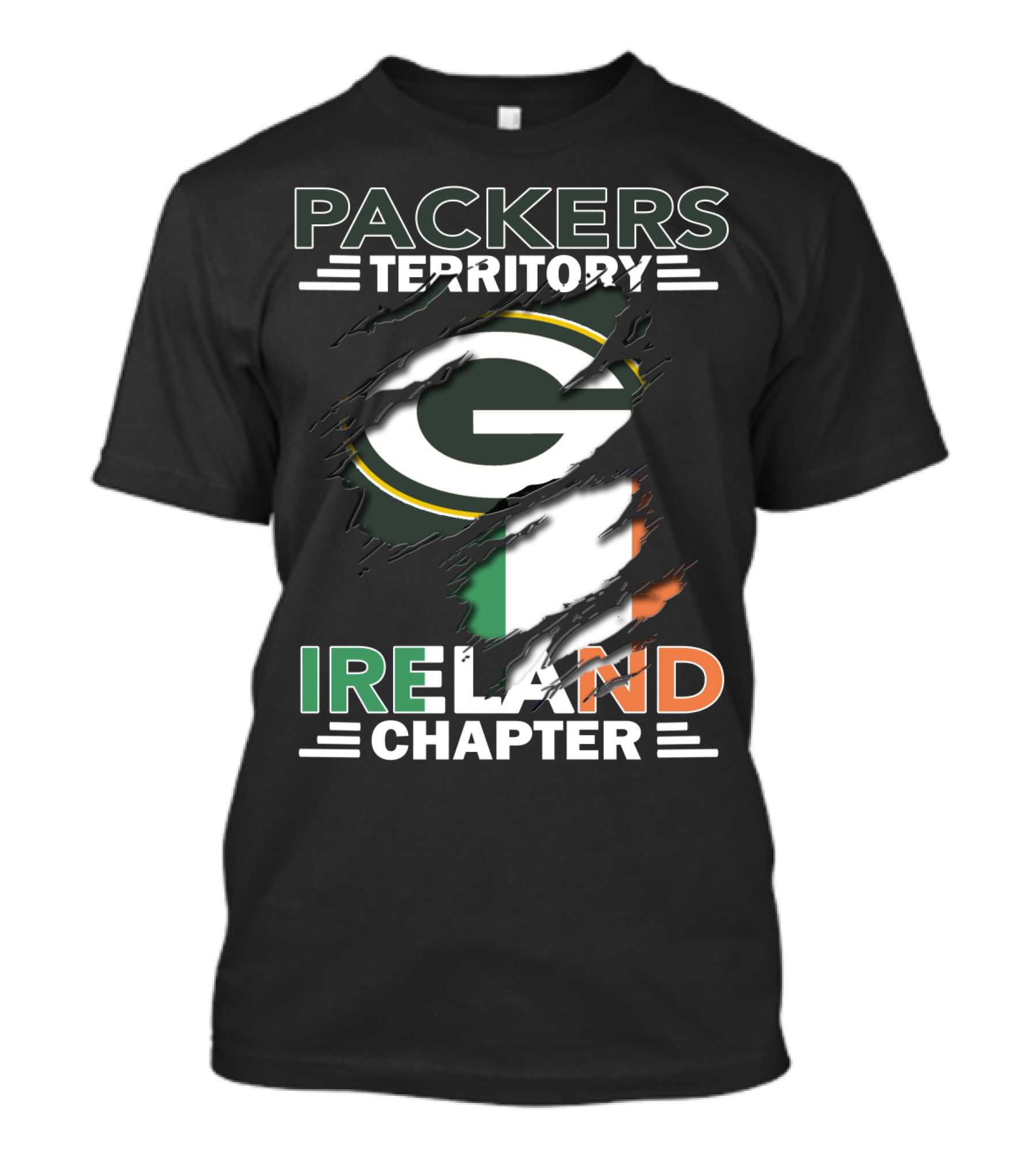 Packers Territory Ireland Chapter Green Bay Logo And Irish Flag T-Shirt