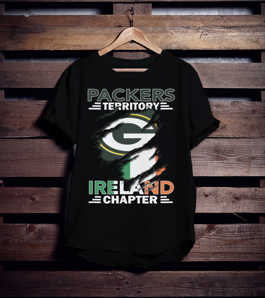 Packers Territory Ireland Chapter Green Bay Logo And Irish Flag T-Shirt