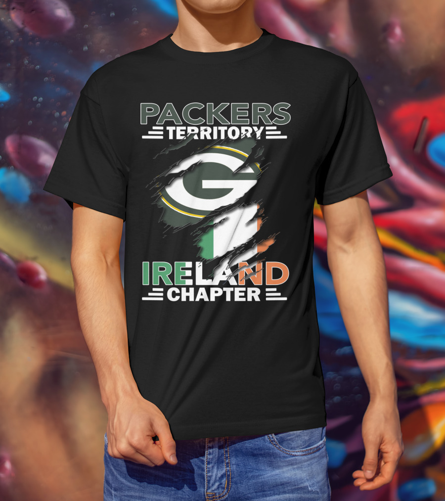 Packers Territory Ireland Chapter Green Bay Logo And Irish Flag T-Shirt