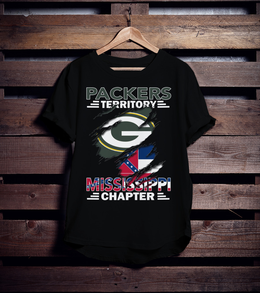 Packers Territory Mississippi Chapter Green Bay Packers Logo And Mississippi Flag Elements T-Shirt