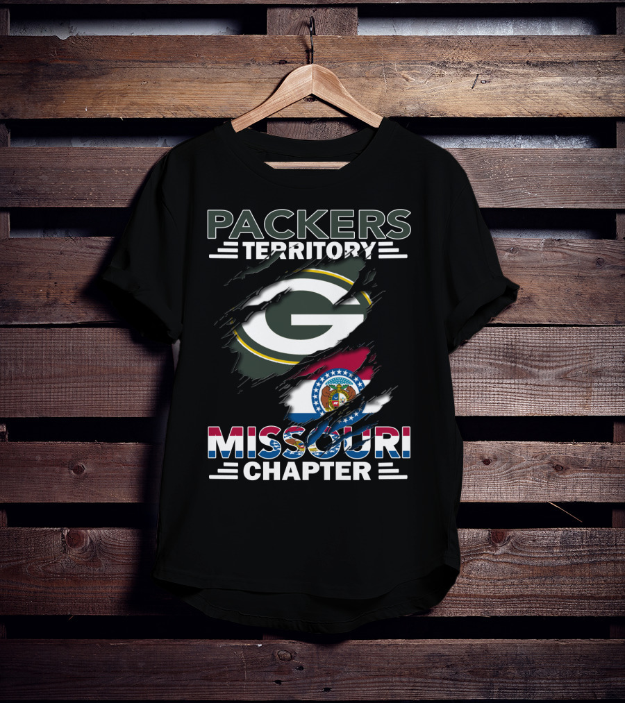 Packers Territory Missouri Chapter Green Bay Logo Missouri Flag T-Shirt