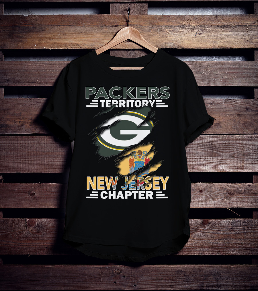 Packers Territory New Jersey Chapter Green Bay Logo And State Flag T-Shirt