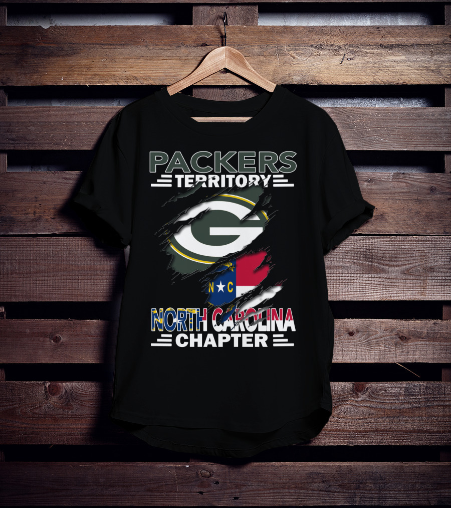 Packers Territory Green Bay Logo North Carolina Chapter NC Flag T-Shirt