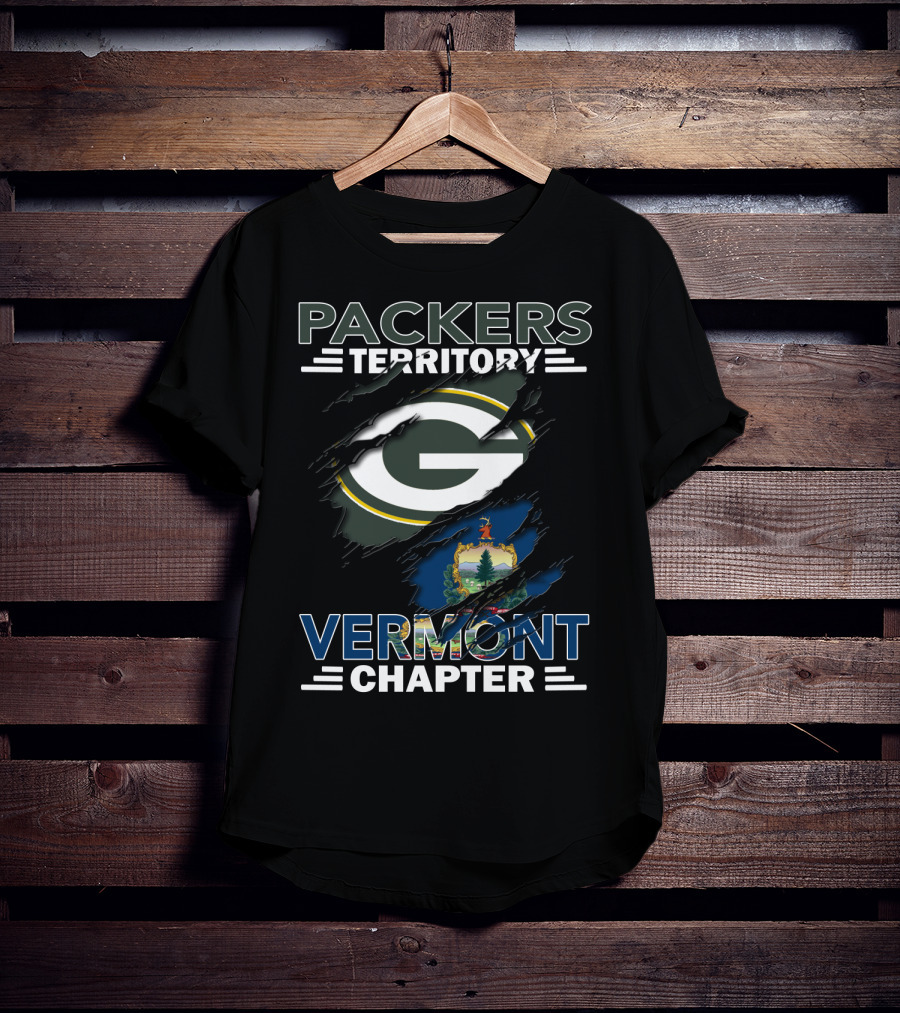 Packers Territory Vermont Chapter Green Bay Logo And Vermont State Flag T-Shirt