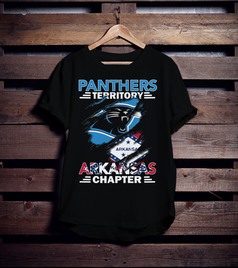 Panthers Territory Arkansas Chapter Logo With Panther And Arkansas Flag Elements T-Shirt