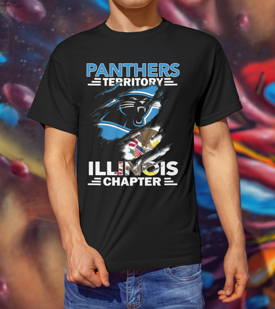 Panthers Territory Illinois Chapter עם סמלים של קארולינה ומדינת אילינוי T-Shirt