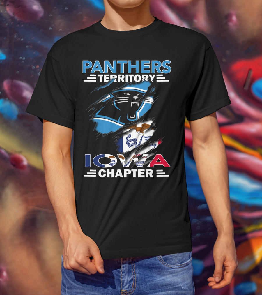 Panthers Territory Iowa Chapter Football Fans USA Flag T-Shirt