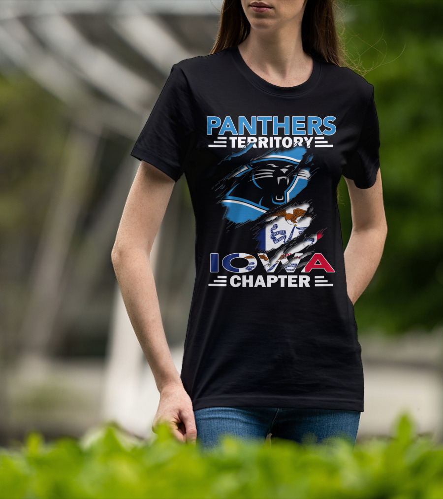 Panthers Territory Iowa Chapter Football Fans USA Flag T-Shirt