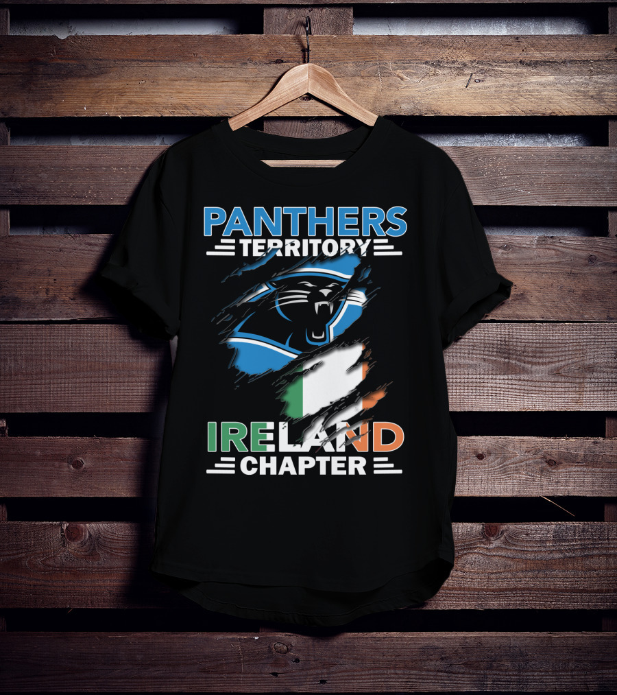 Panthers Territory Ireland Chapter Logo With Irish Flag And Panther Emblem T-Shirt