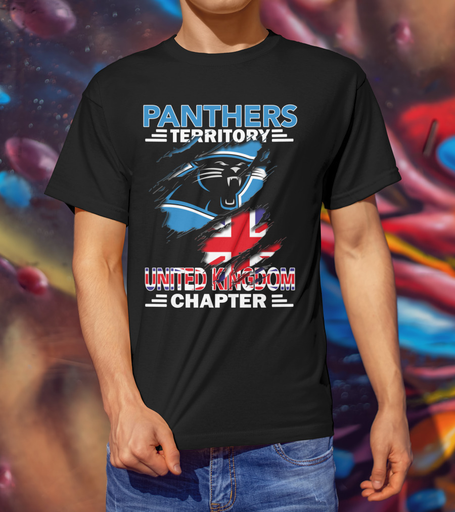 Panthers Territory United Kingdom Chapter British Flag And Panther T-Shirt