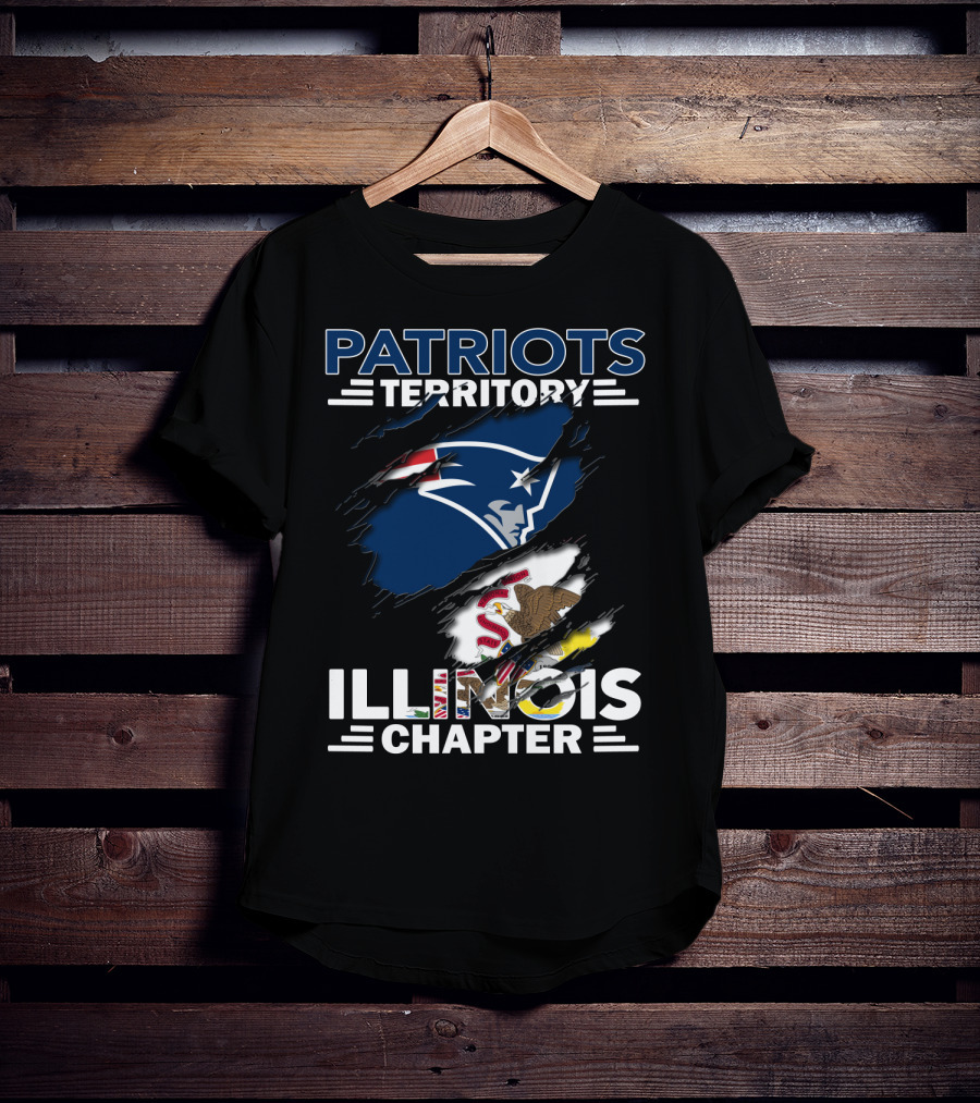 Patriots Territory Illinois Chapter New England Patriots Logo And Illinois Flag T-Shirt