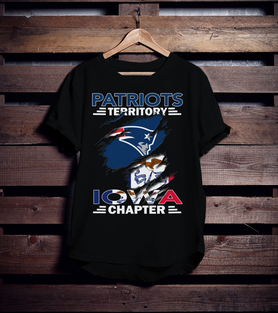 Patriots Territory Iowa Chapter New England Patriots Flag Emblem T-Shirt