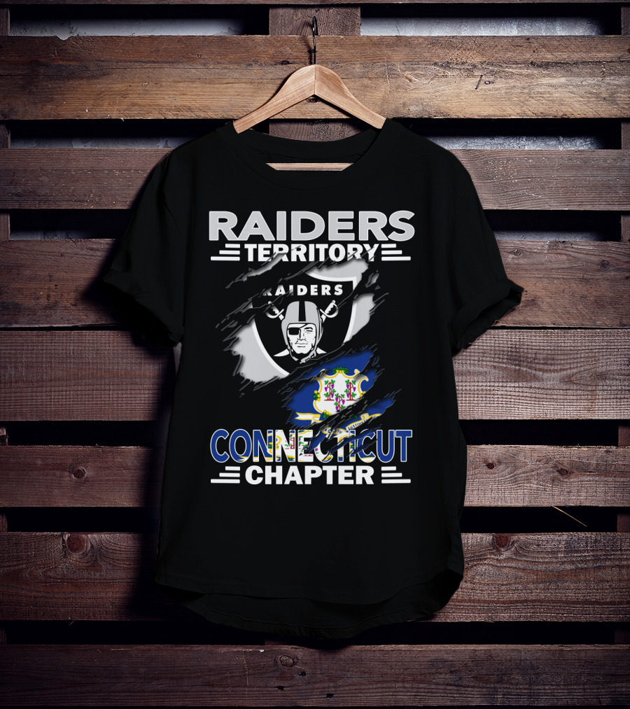 Raiders Territory Connecticut Chapter Shield And State Flag Fusion T-Shirt