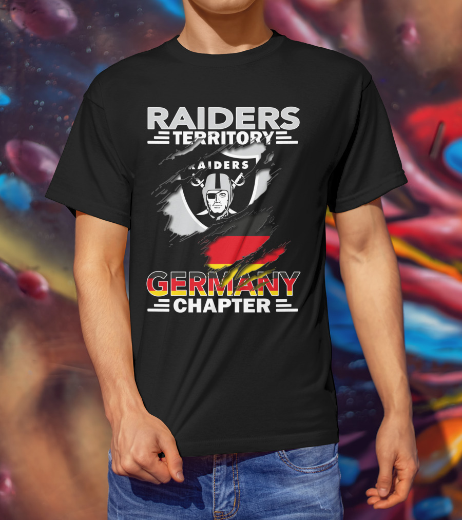 Raiders Territory Germany Chapter Shield With Raiders Logo And National Colors T-Shirt