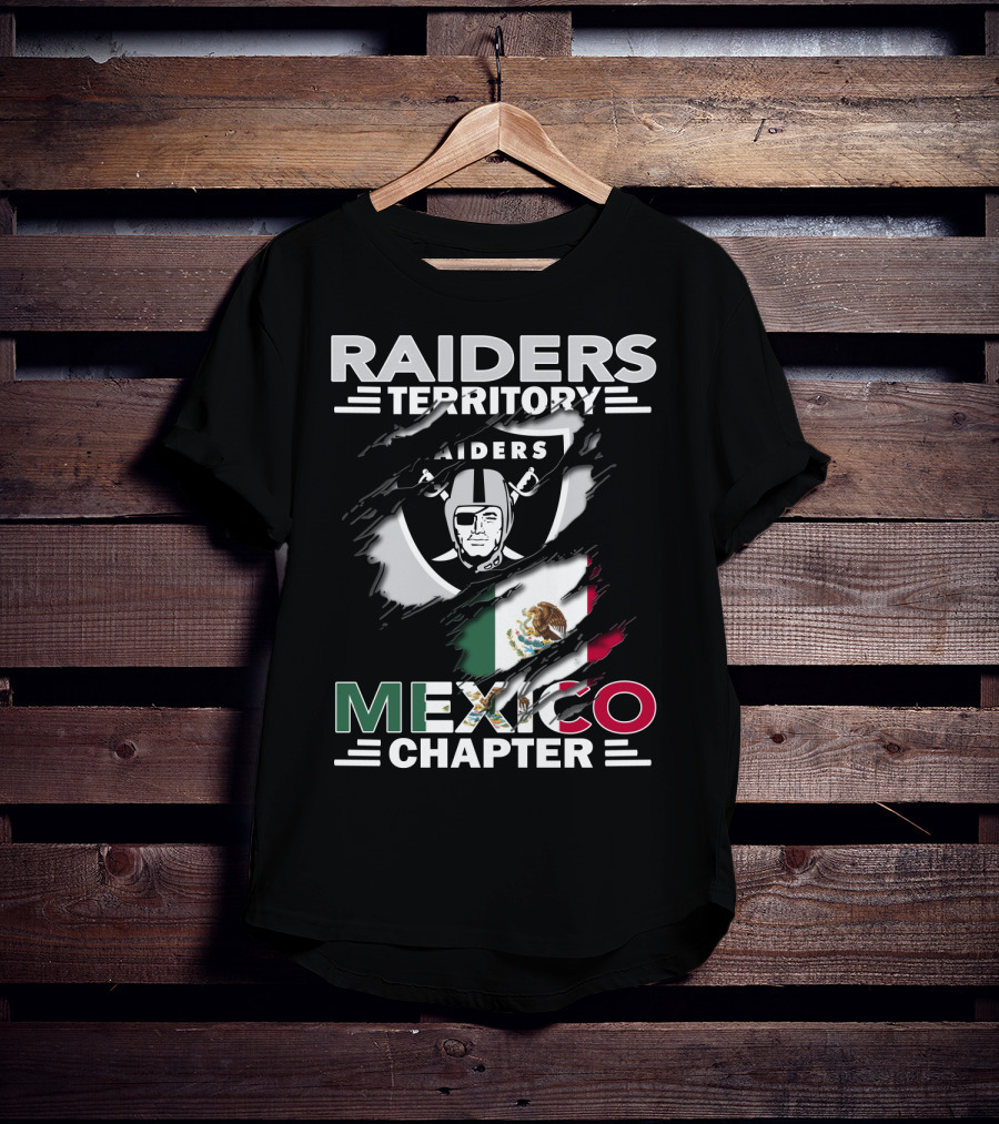 Raiders Territory Mexico Chapter Raiders Shield Mexican Flag T-Shirt