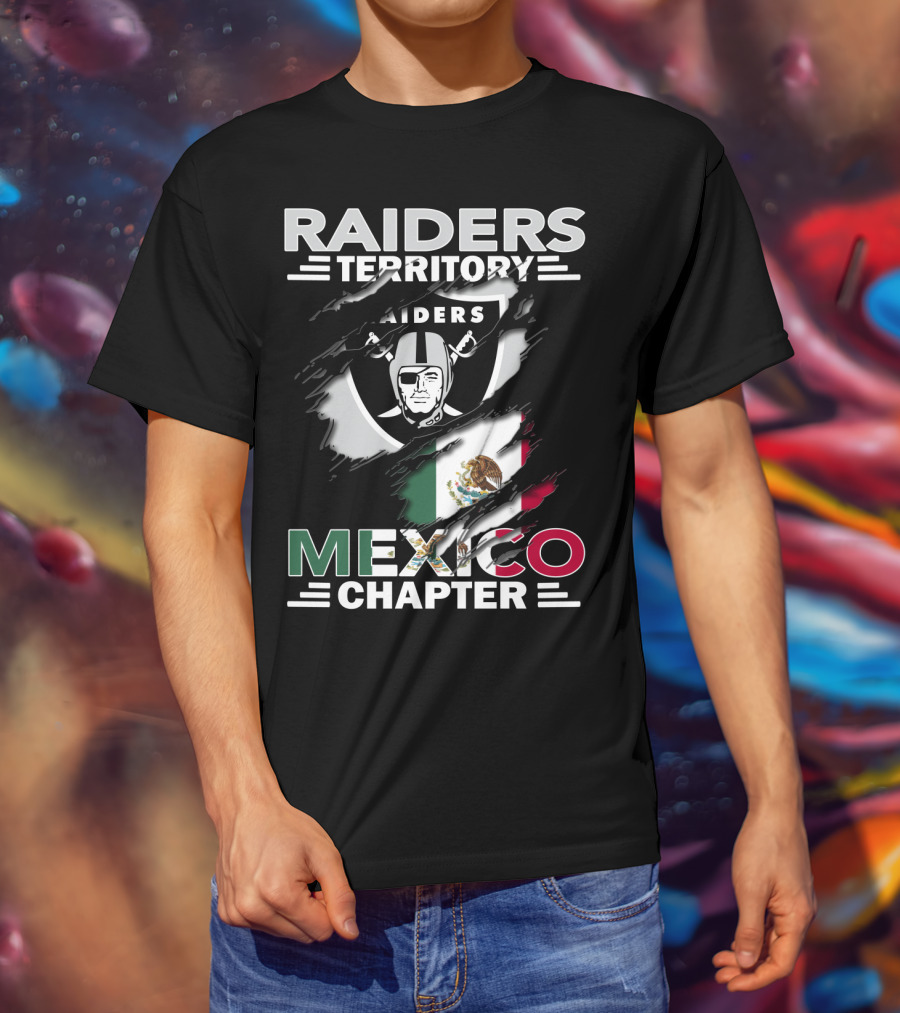 Raiders Territory Mexico Chapter Raiders Shield Mexican Flag T-Shirt
