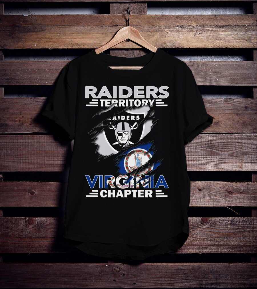 Raiders Territory Virginia Chapter Shield Torn Flag Raider Emblem T-Shirt