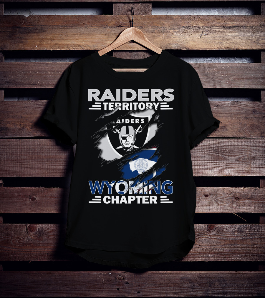 Raiders Territory Wyoming Chapter Nfl Fan Gear Raiders Logo Wyoming Flag T-Shirt