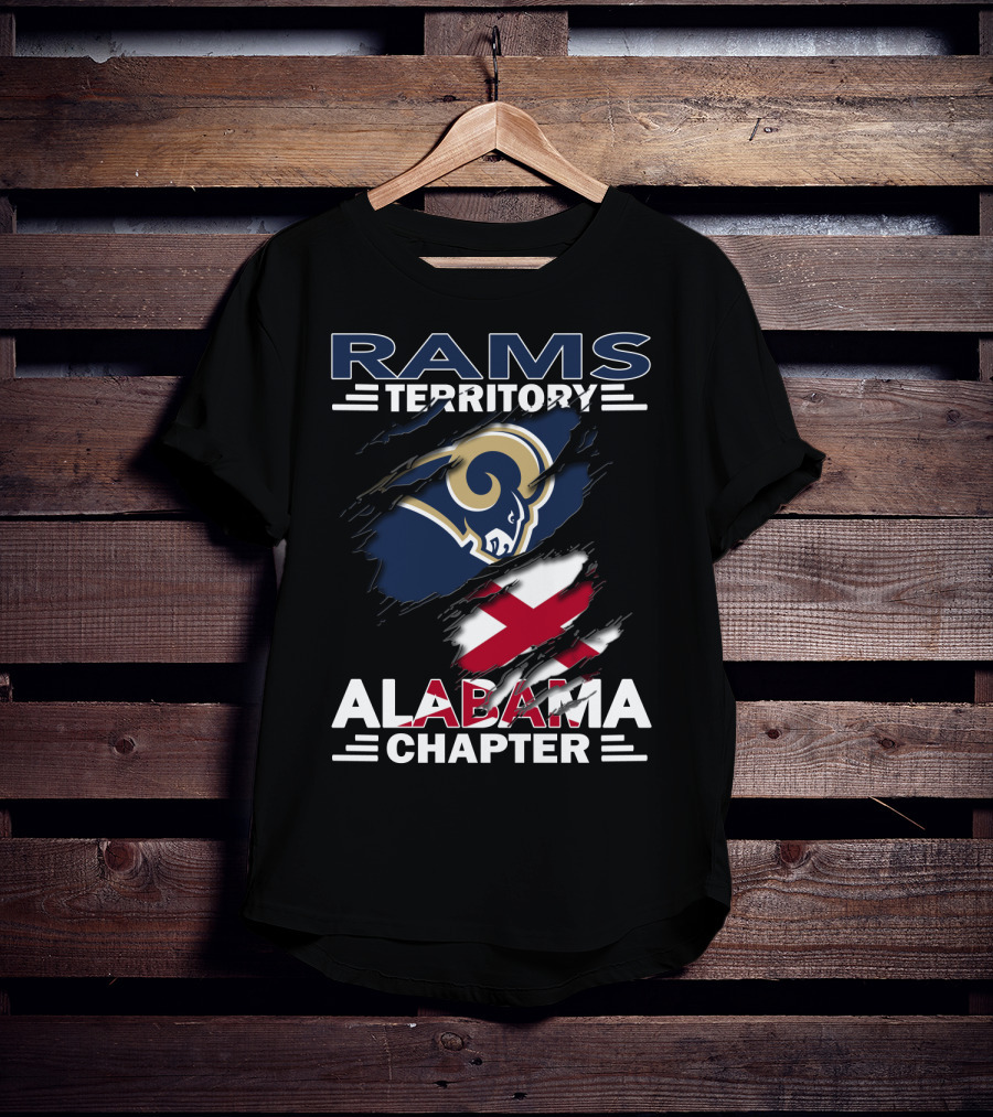 Rams Territory Alabama Chapter Logo With Rams And Alabama Flags T-Shirt