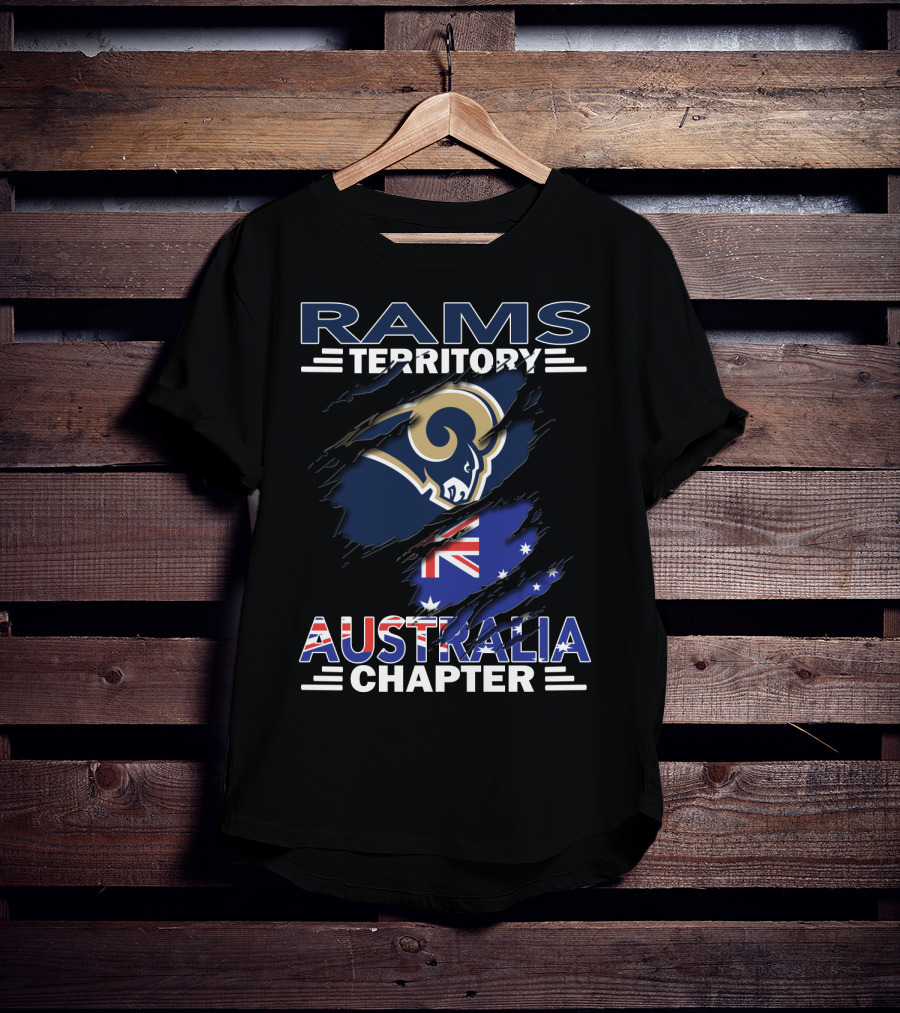 Rams Territory Australia Chapter With Rams Logo And Australian Flag T-Shirt