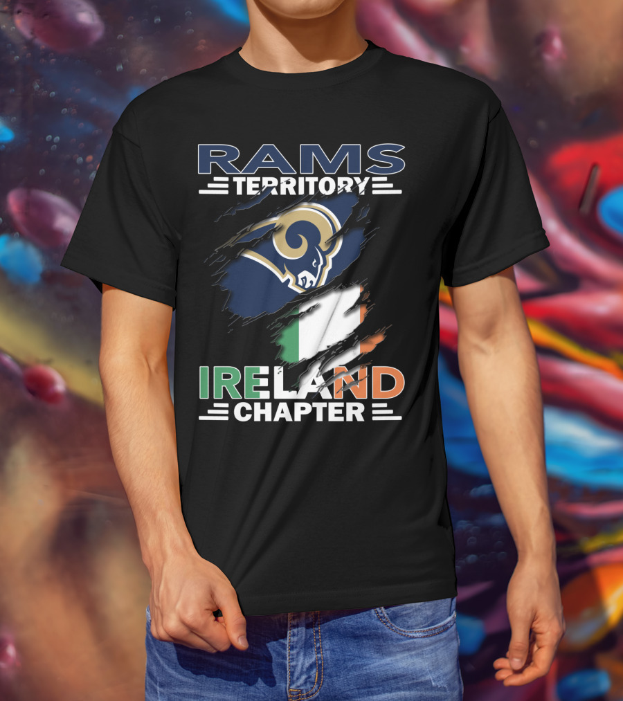 Rams Territory Ireland Chapter NFL Fan Logo With Irish Flag T-Shirt