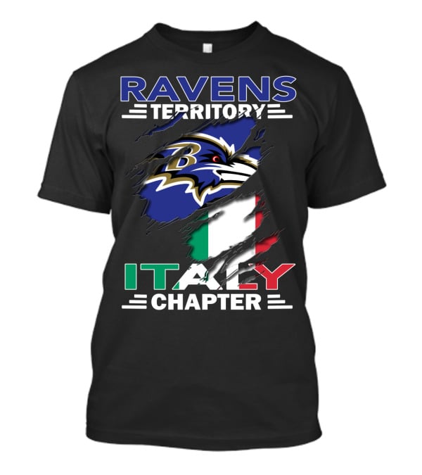 Ravens Territory Italy Chapter NFL Logo And Italian Flag T-Shirt