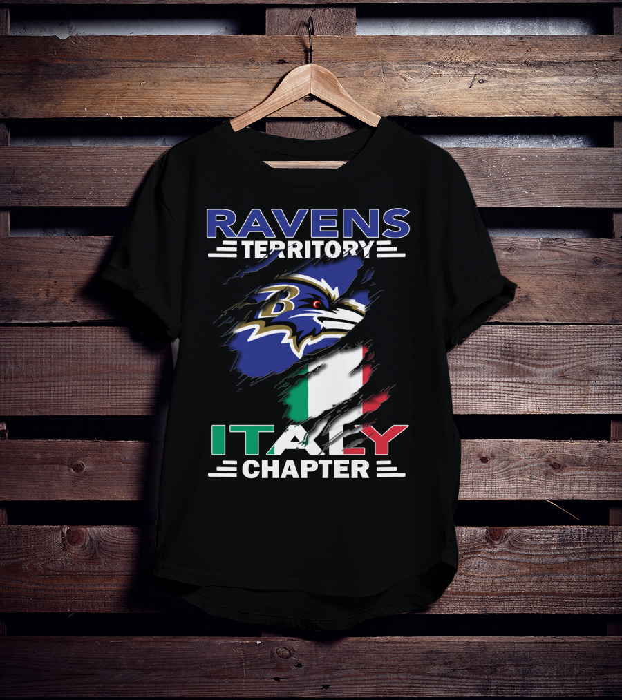 Ravens Territory Italy Chapter NFL Logo And Italian Flag T-Shirt