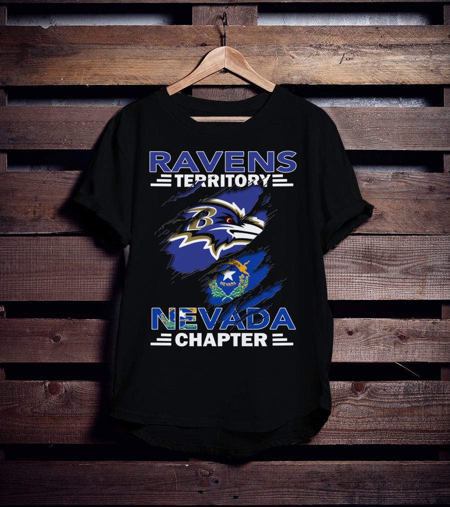 Ravens Territory Nevada Chapter Baltimore Football Iconic State Flag T-Shirt