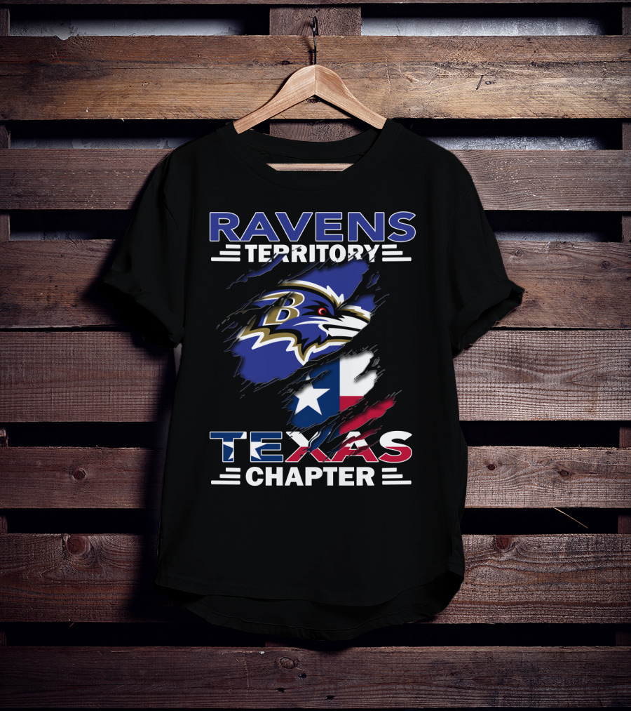 Ravens Territory Texas Chapter Baltimore Football Flag T-Shirt