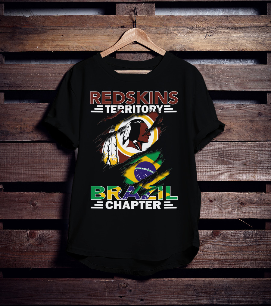 Redskins Territory Brazil Chapter Nfl Team Logo And Brazil Flag T-Shirt