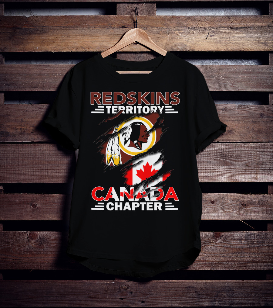 Redskins Territory Canada Chapter Flag Design Featuring Logo And Canadian Flag Elements T-Shirt