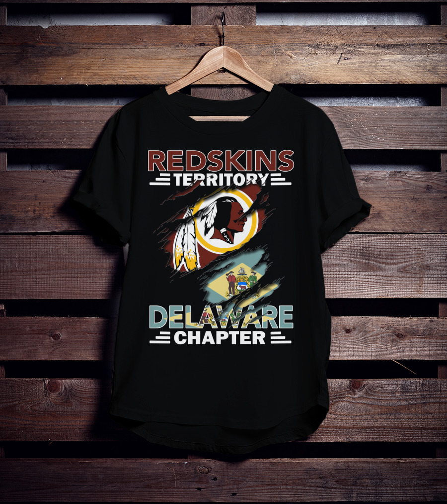 Redskins Territory Delaware Chapter Emblem With State Flag Elements T-Shirt