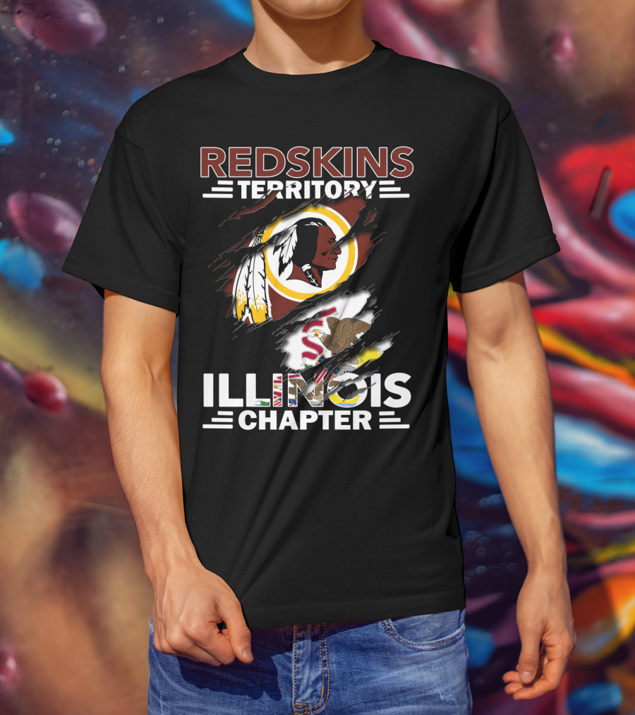 Redskins Territory Illinois Chapter Nfl Logo Illinois State Flag T-Shirt