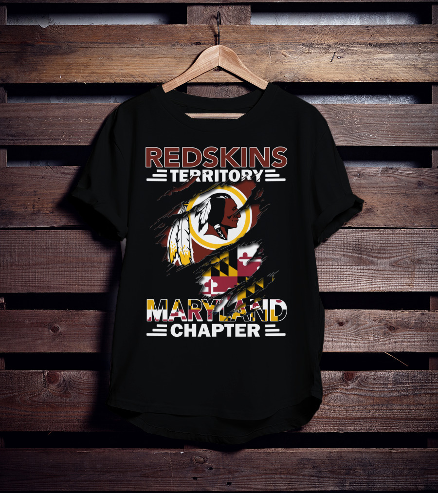 Redskins Territory Maryland Chapter Logo With Maryland Flag And Redskins T-Shirt