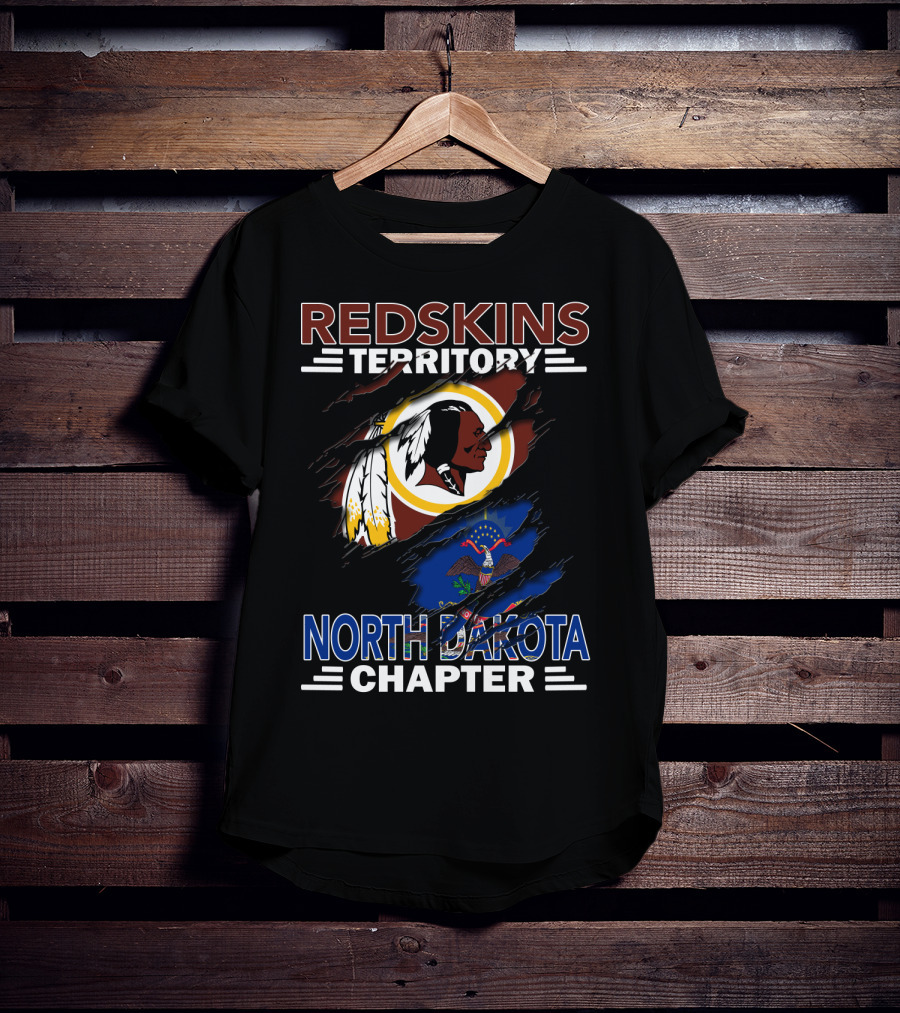 Redskins Territory North Dakota Chapter Washington Redskins Logo And North Dakota State Flag T-Shirt
