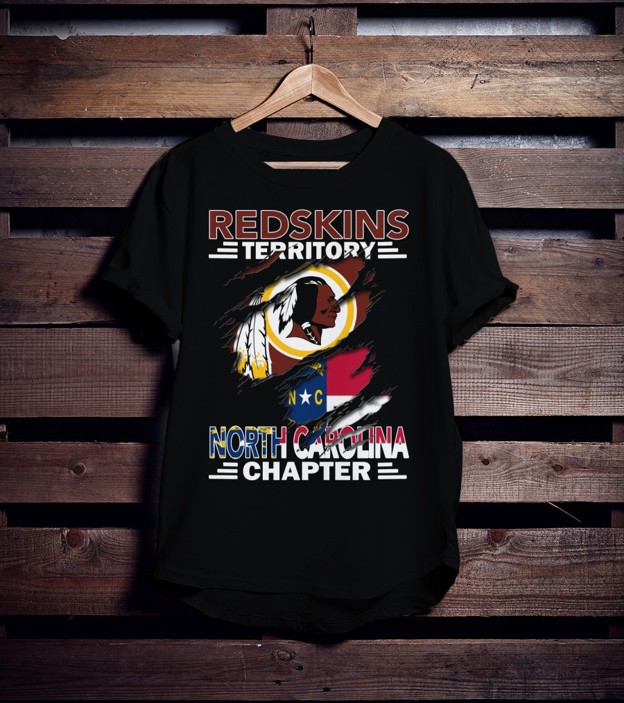 Redskins Territory North Carolina Chapter Redskins Logo With North Carolina Flag T-Shirt