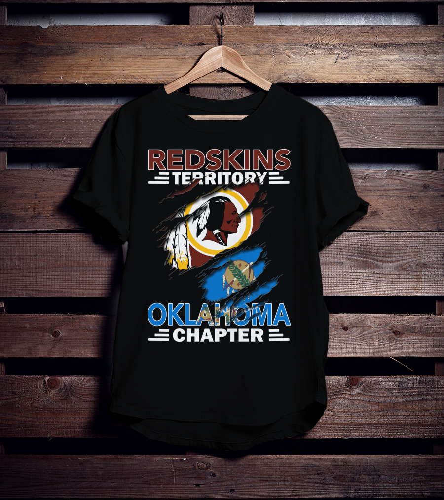 Redskins Territory Oklahoma Chapter Logo With Washington Redskins And Oklahoma Flag Elements T-Shirt