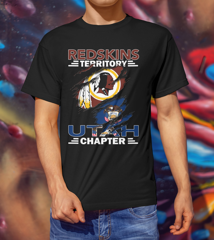 Redskins Territory Utah Chapter Logo With Native American And Utah State Seal T-Shirt