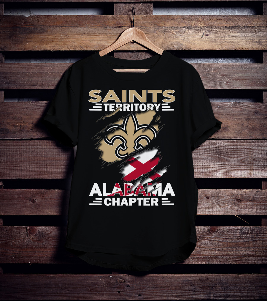 Saints Territory Alabama Chapter Fleur-DE-Lis And Cross Flag T-Shirt