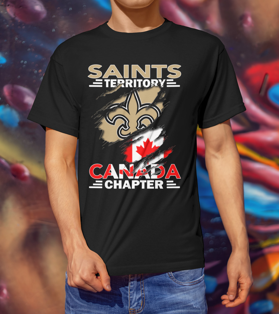 Saints Territory Canada Chapter Fleur-de-Lis And Maple Leaf T-Shirt