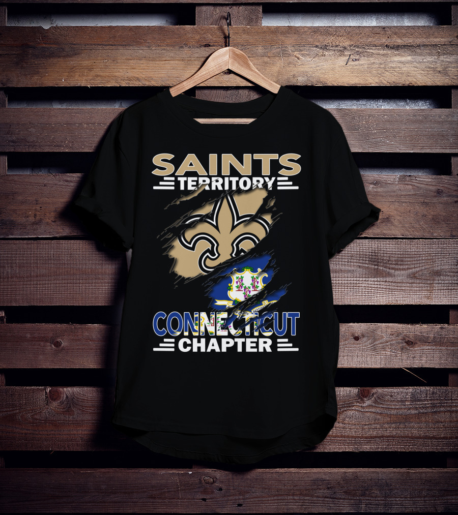 Saints Territory Connecticut Chapter Fleur-De-Lis And State Seal T-Shirt