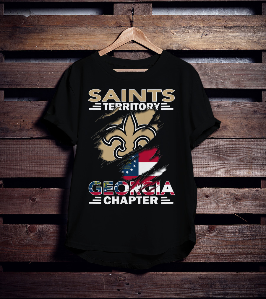 Saints Territory Georgia Chapter Fleur-De-Lis Georgia Flag T-Shirt