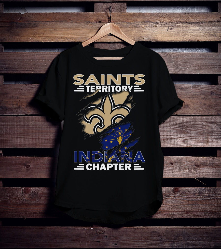Saints Territory Indiana Chapter Fleur-de-Lis And Indiana Flag Collaboration T-Shirt