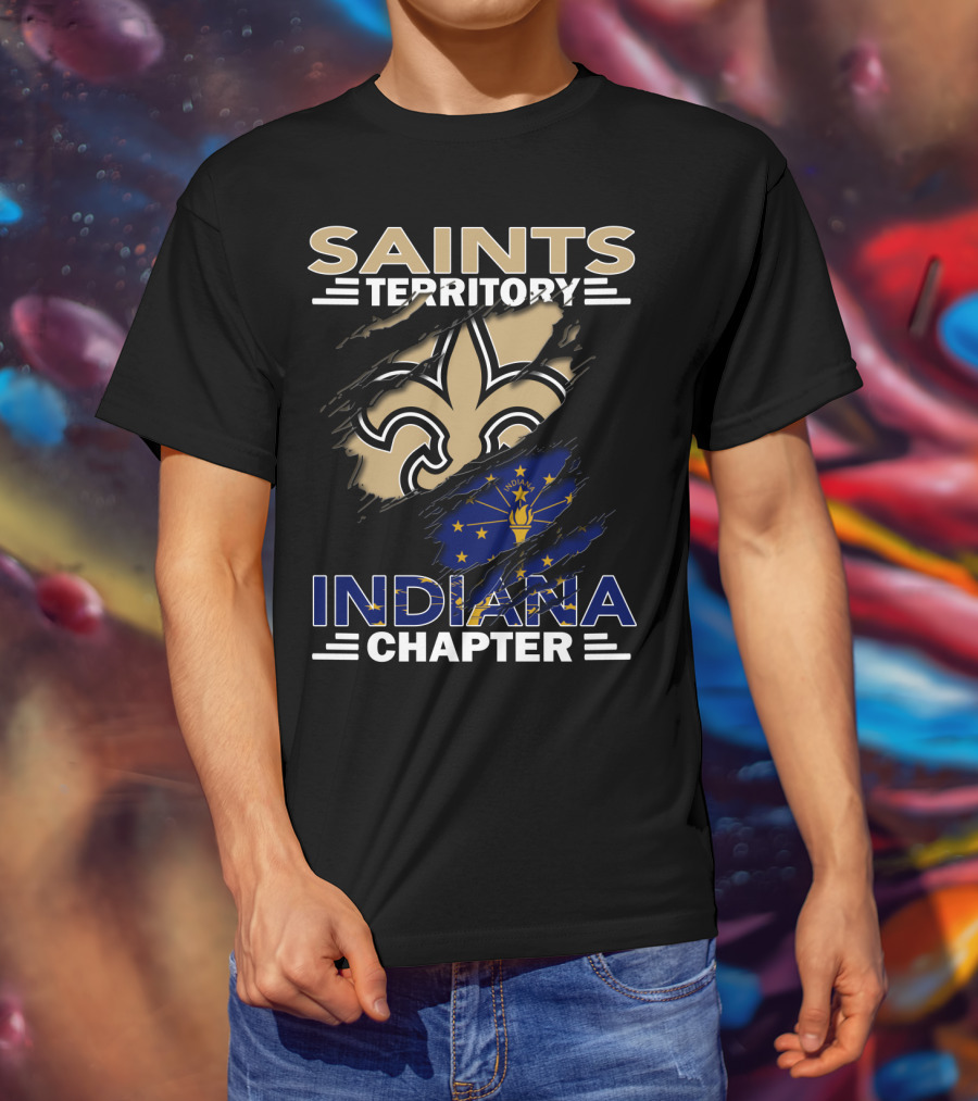 Saints Territory Indiana Chapter Fleur-de-Lis And Indiana Flag Collaboration T-Shirt